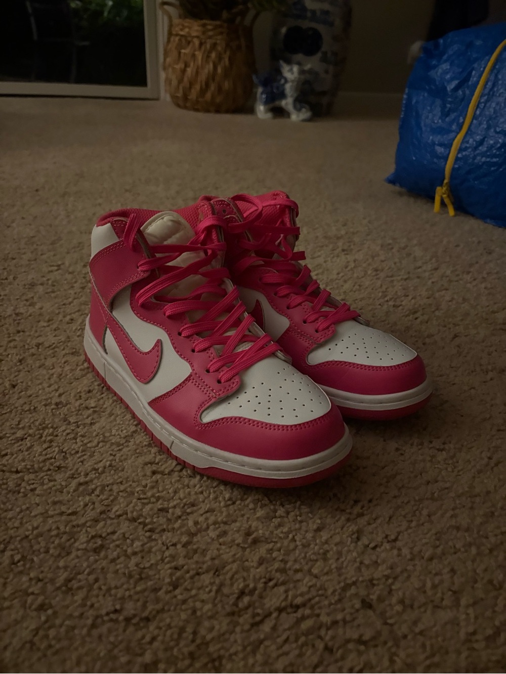 Nike High-Top Sneakers in White & Hot Pink